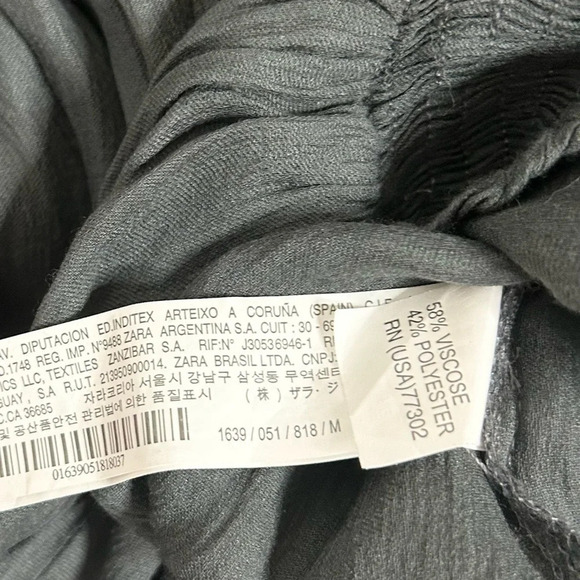 Zara Smocked Peasant Blouse Top Cropped Dark Grey Zip Size  Medium - Picture 11 of 14